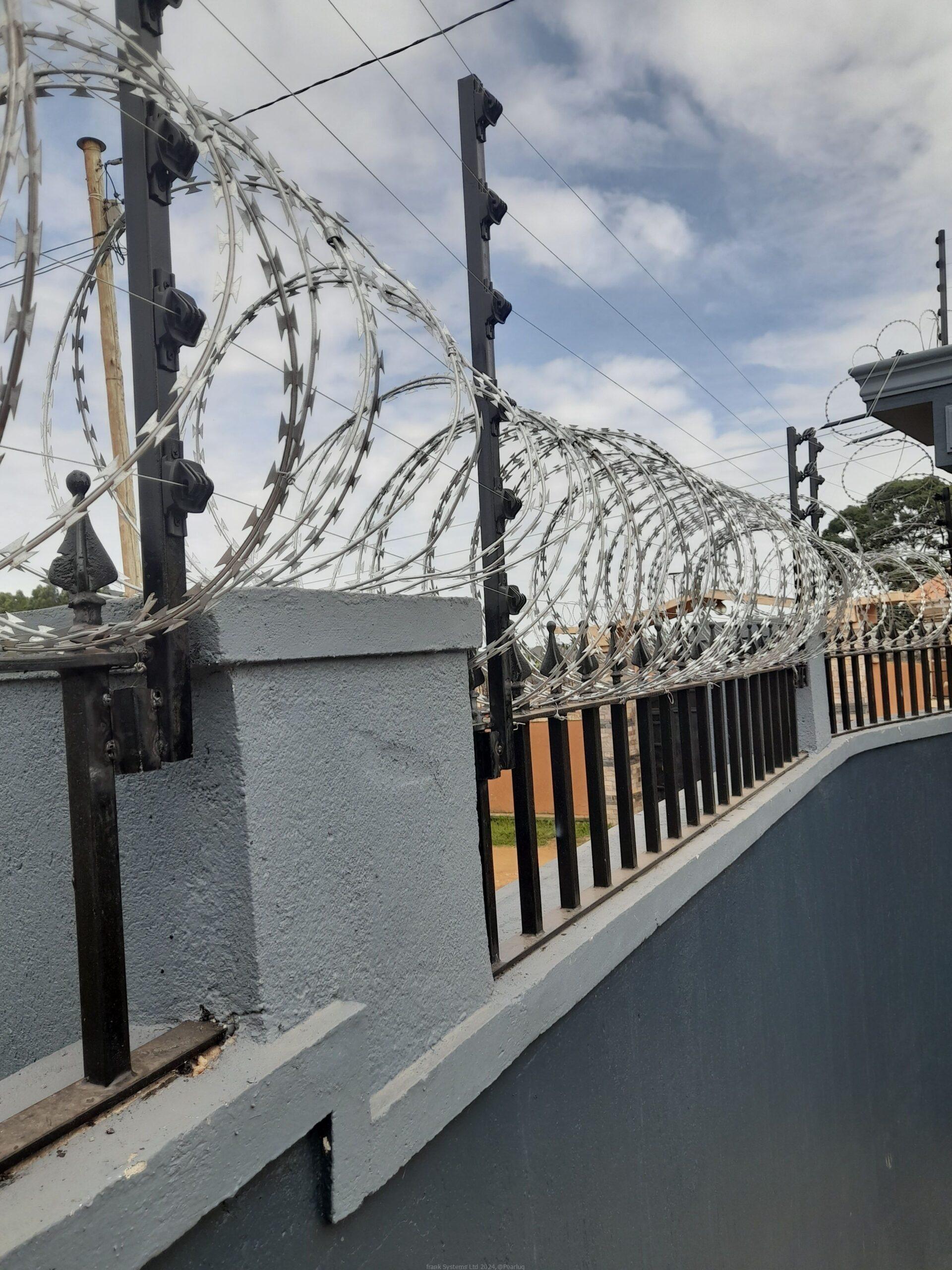 Electric fence system with razor wire fencing - pearlug