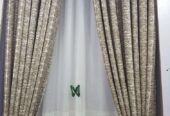 Curtains, curtain rods and cushions
