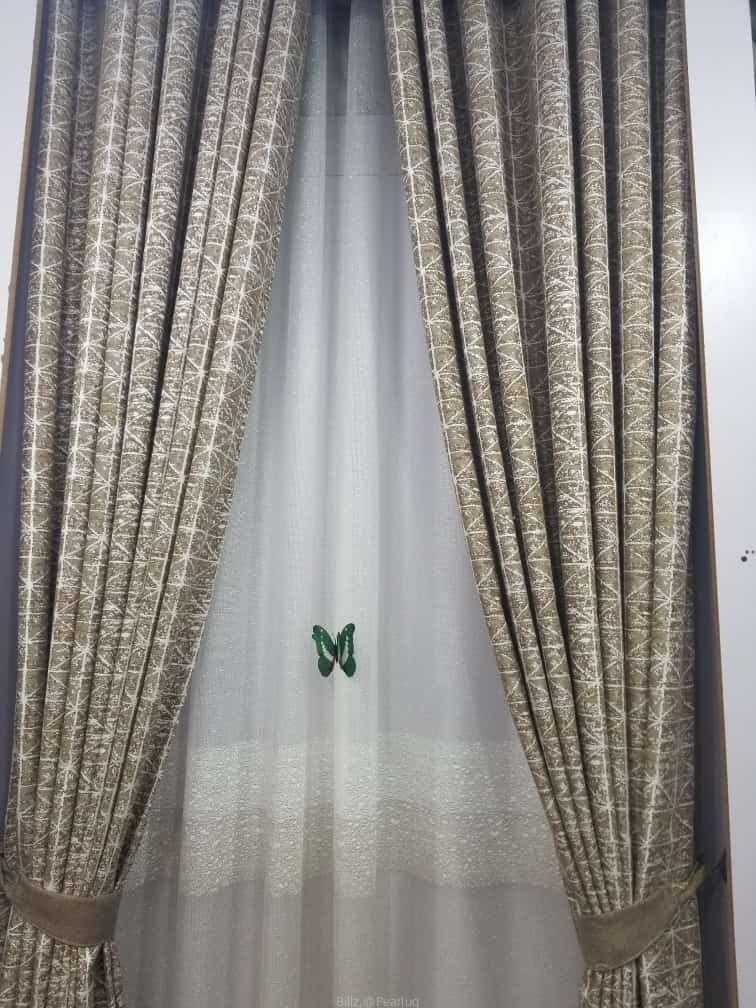 Curtains, curtain rods and cushions