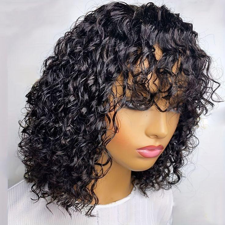 Curly fringe wigs