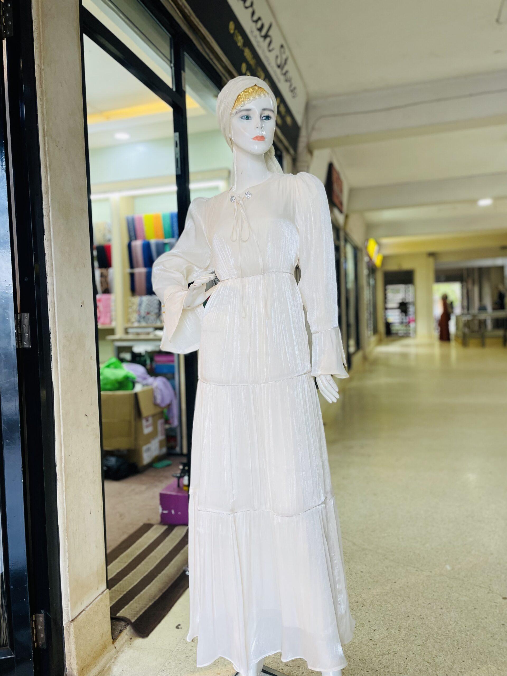 Soft silky autumn white dress