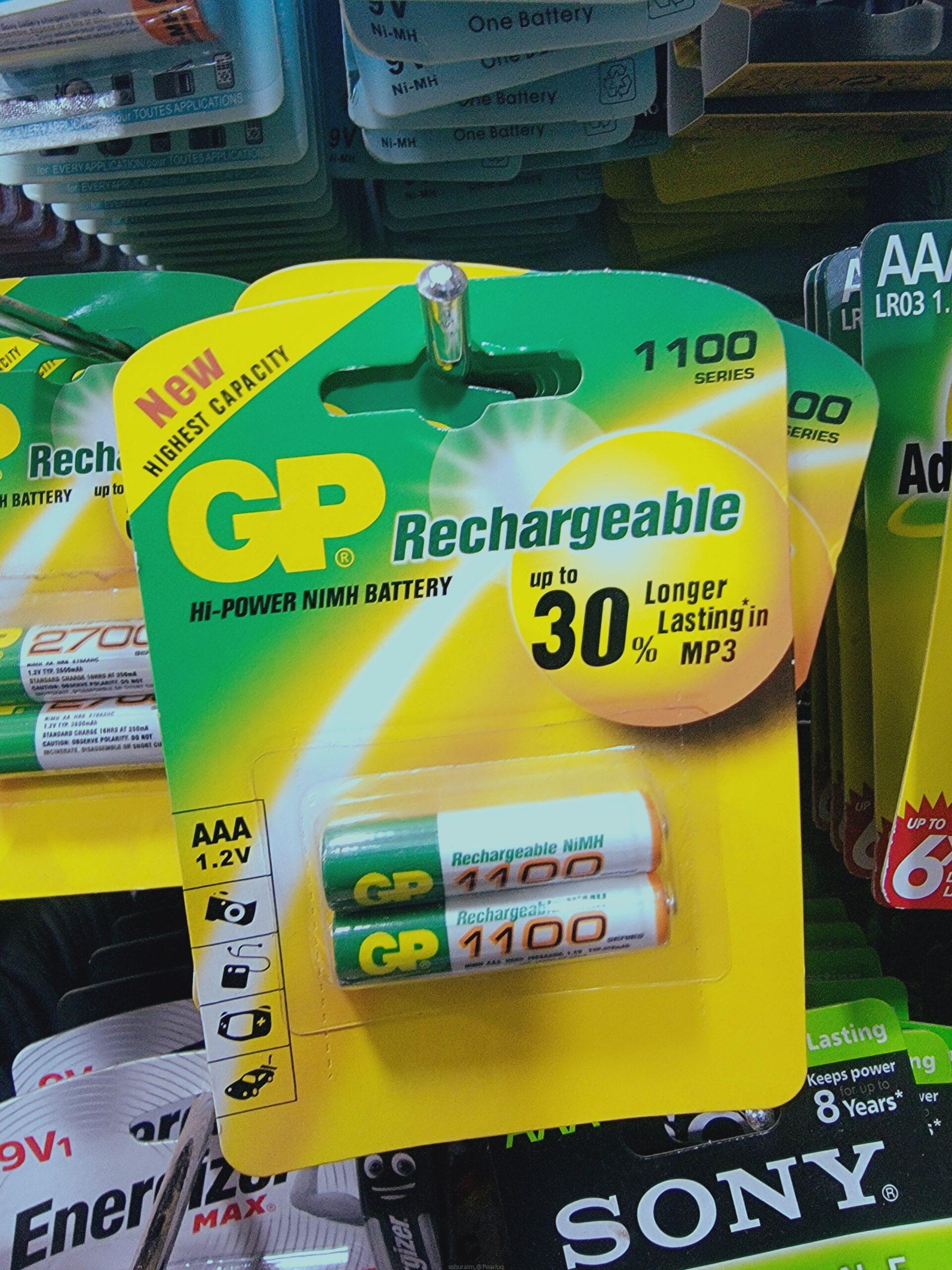 GP rechargeable batteries both AA and AAA