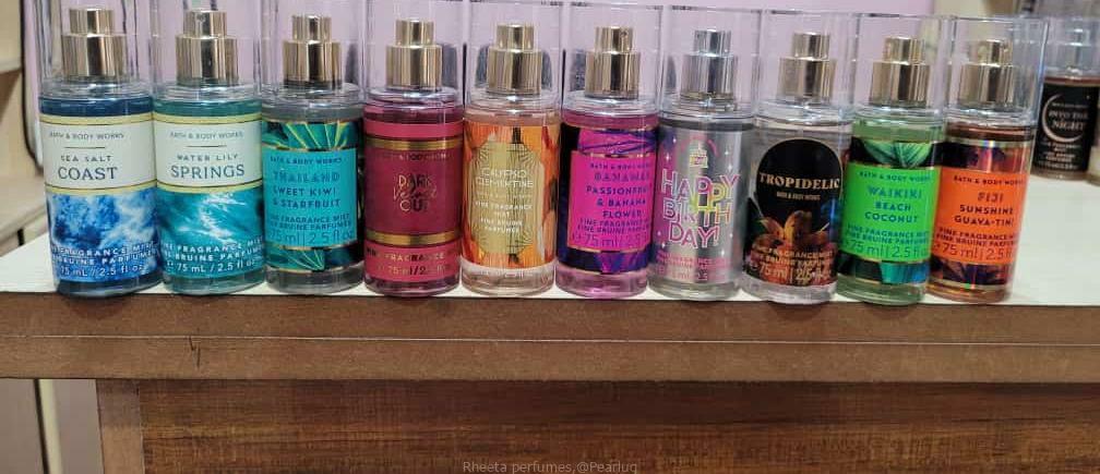 Mini size body mists by bath and body works