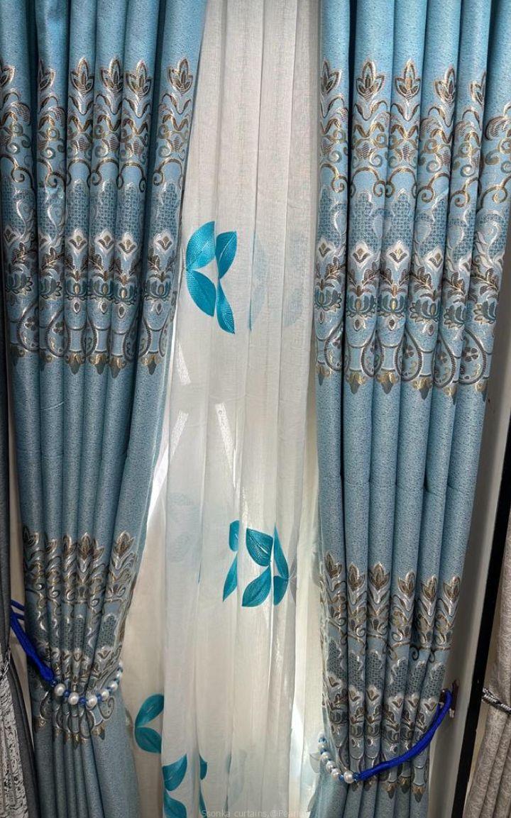 Plain curtains,floral curtains