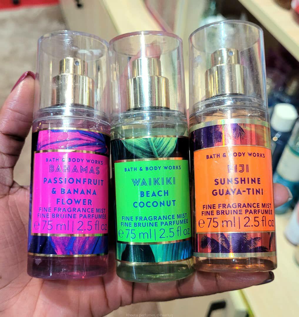 Mini size body mists by bath and body works
