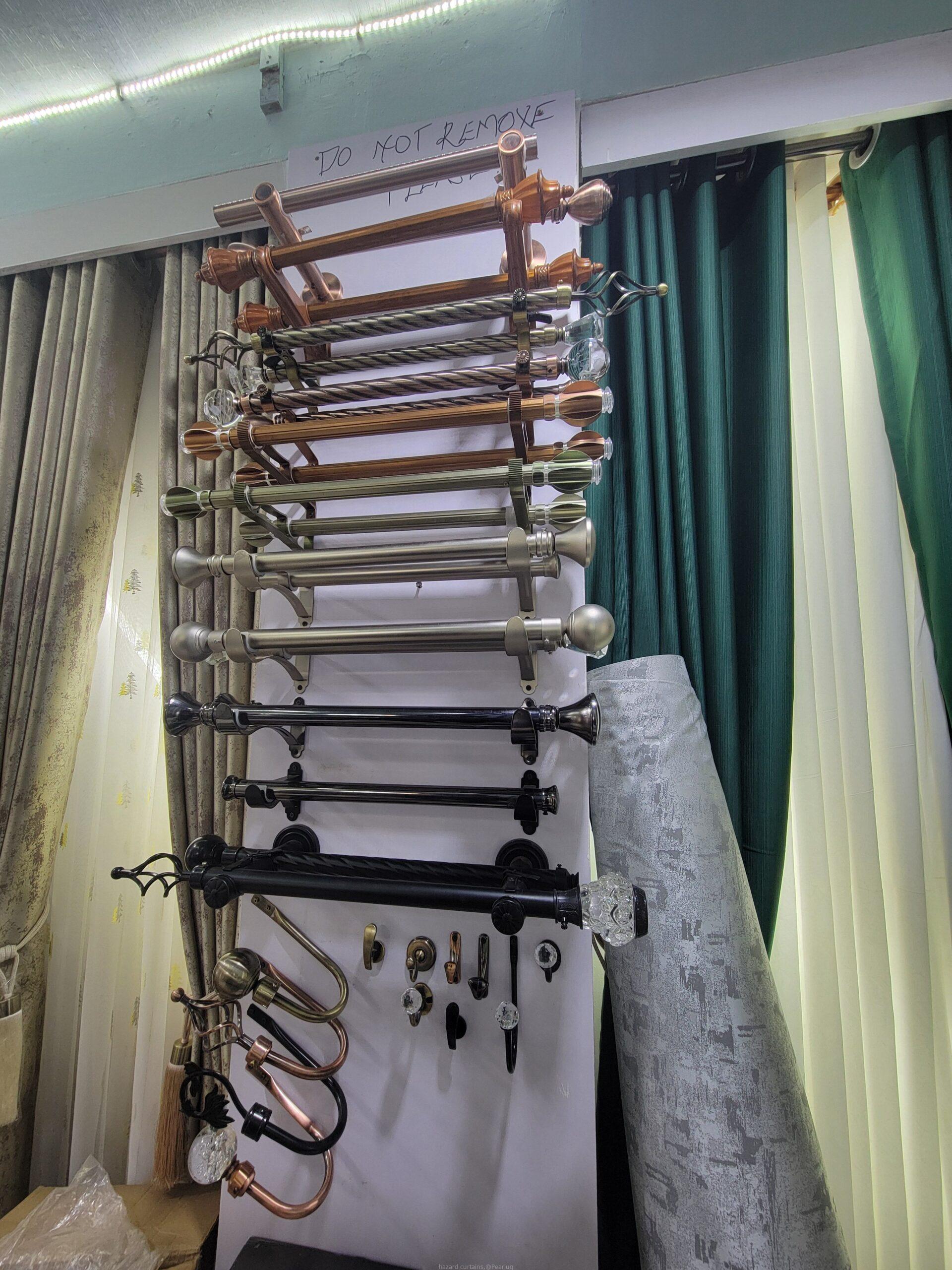 Curtains, office blinds, nets, curtain rods