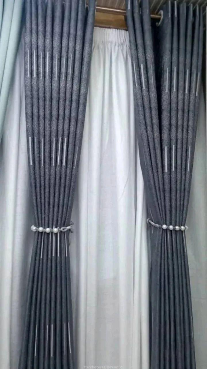 Gray curtains and white nets