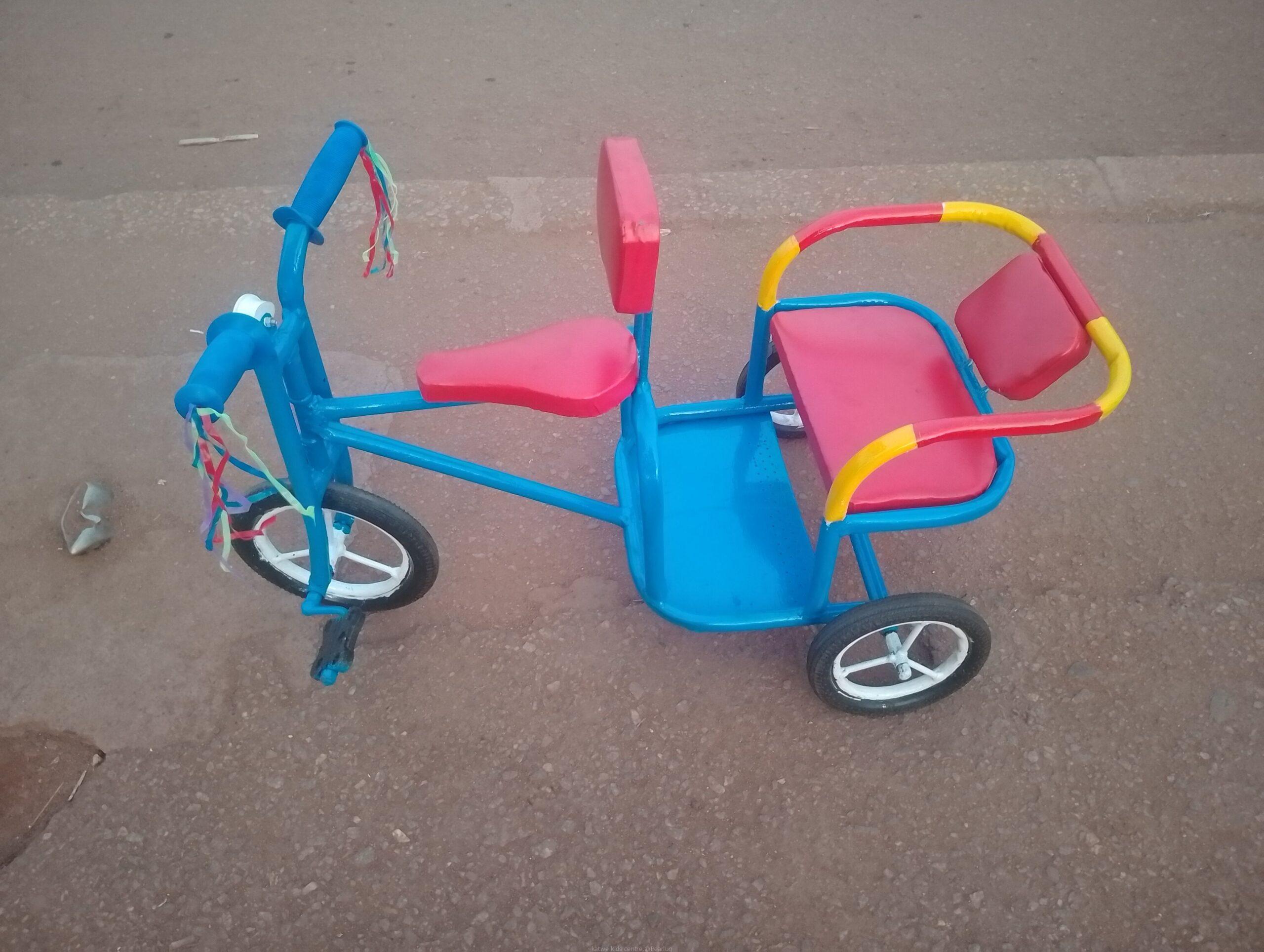 Yellow blue red kids bike