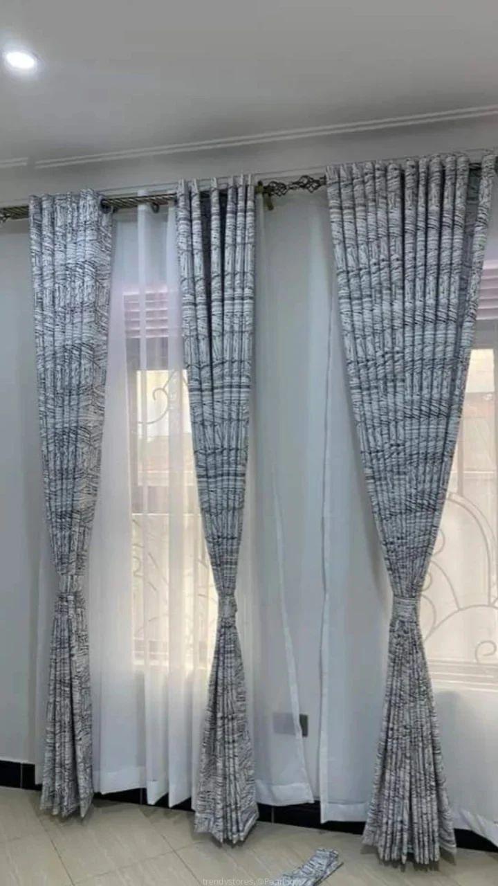 White and black curtains per metre