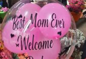 Birthday cakes balloons flowers red roses