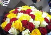 Birthday cakes balloons flowers red roses