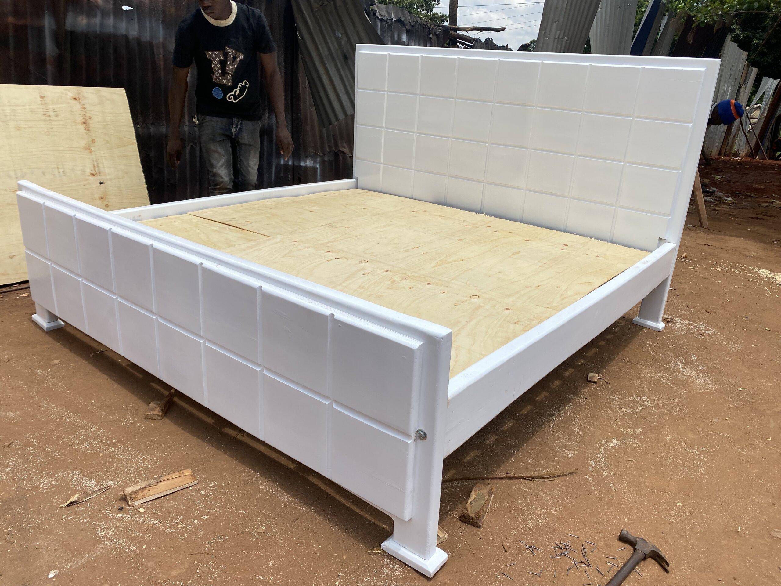 White King bed/ tile king bed/ pure wood