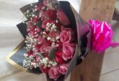 Birthday cakes balloons flowers red roses