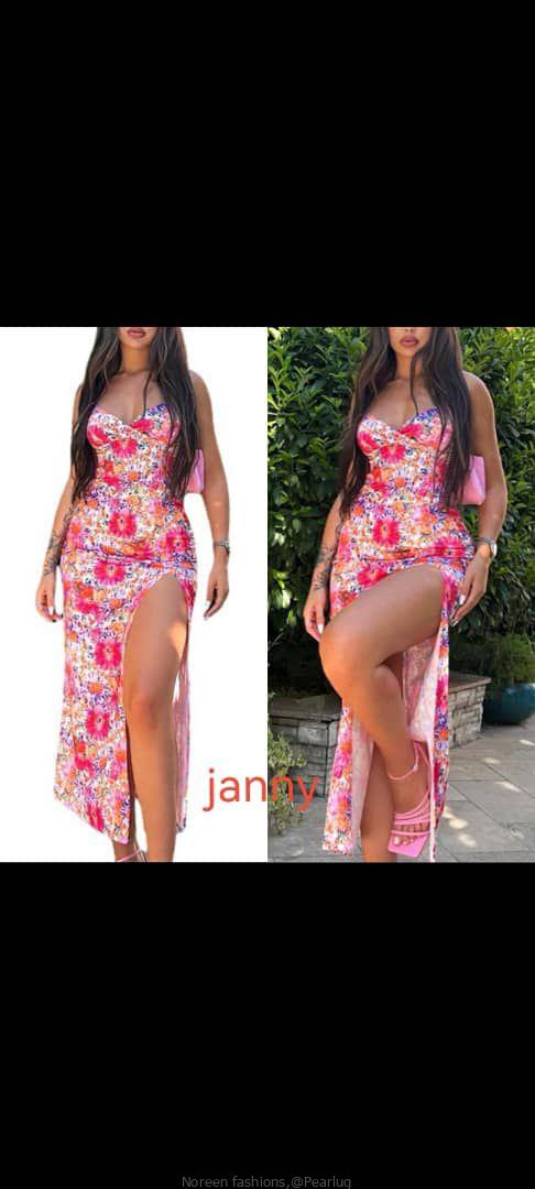 Beach wear ladies dress with a long slint
