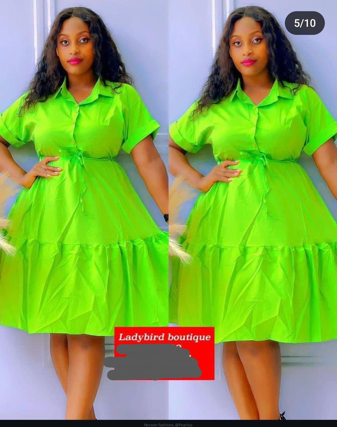 Green free round mini dress