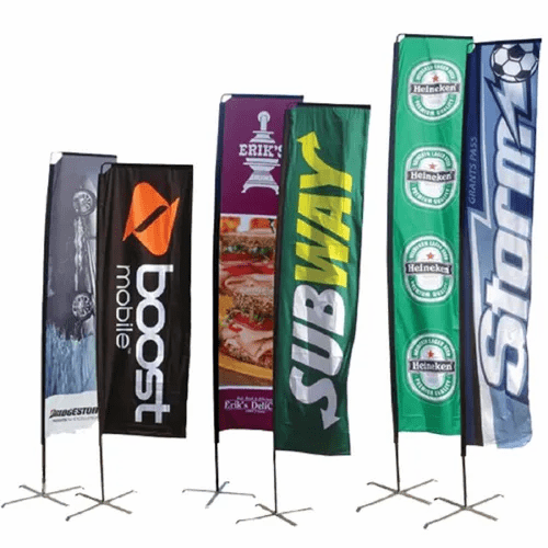 Teardrops banner and flags