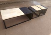 Wood and steel coffee table