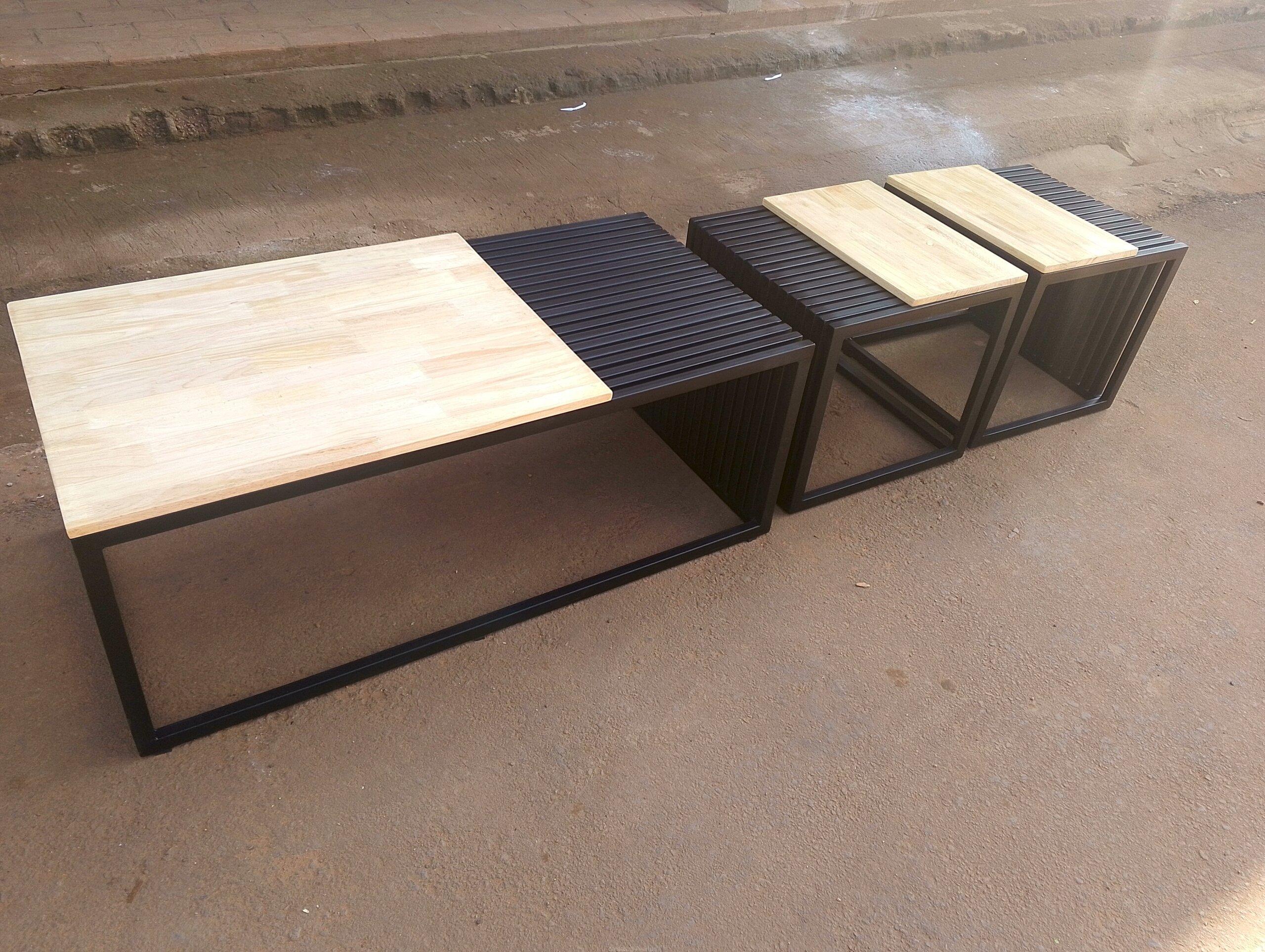 Wood and steel coffee table