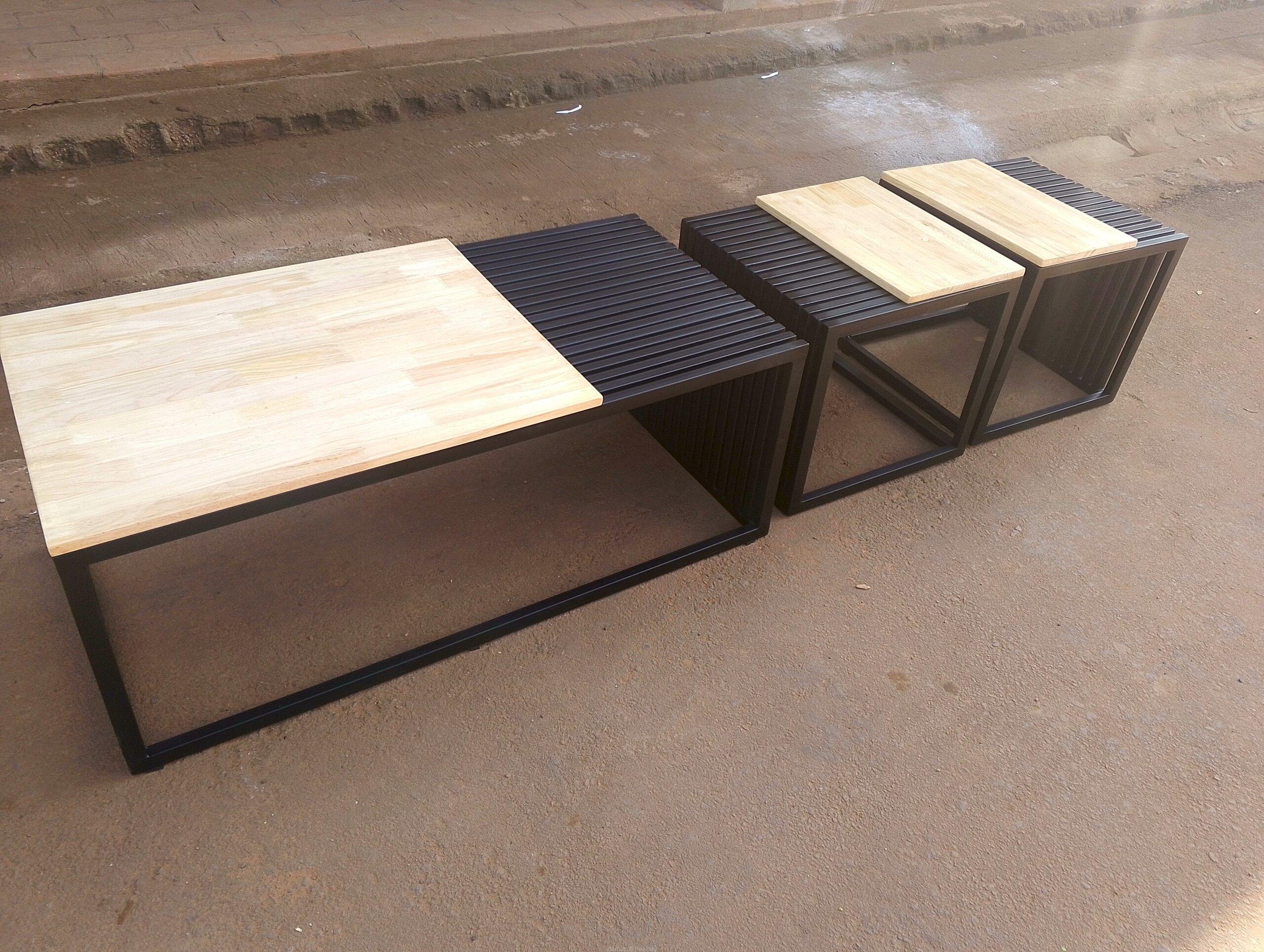 Wood and steel coffee table