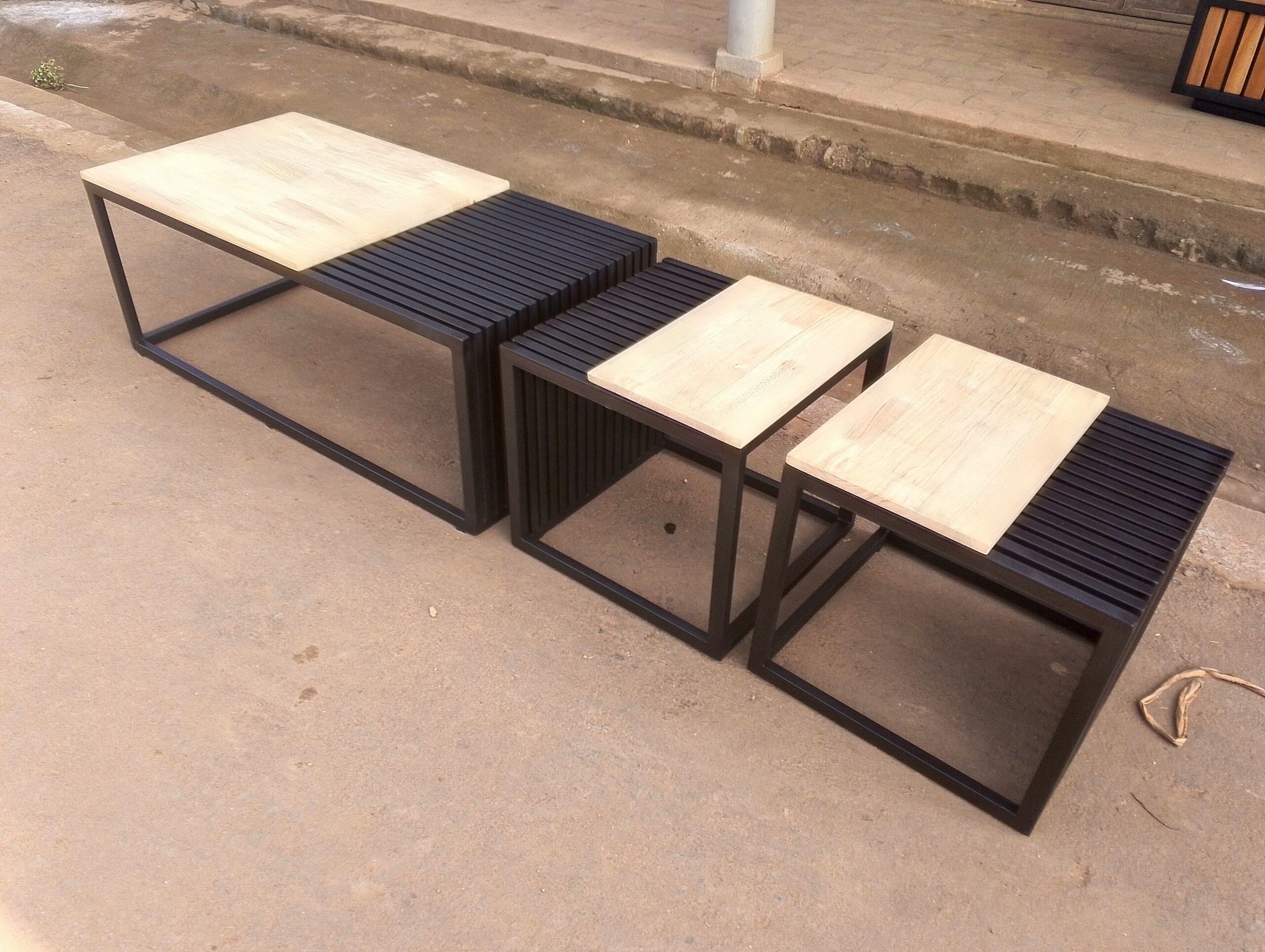Wood and steel coffee table