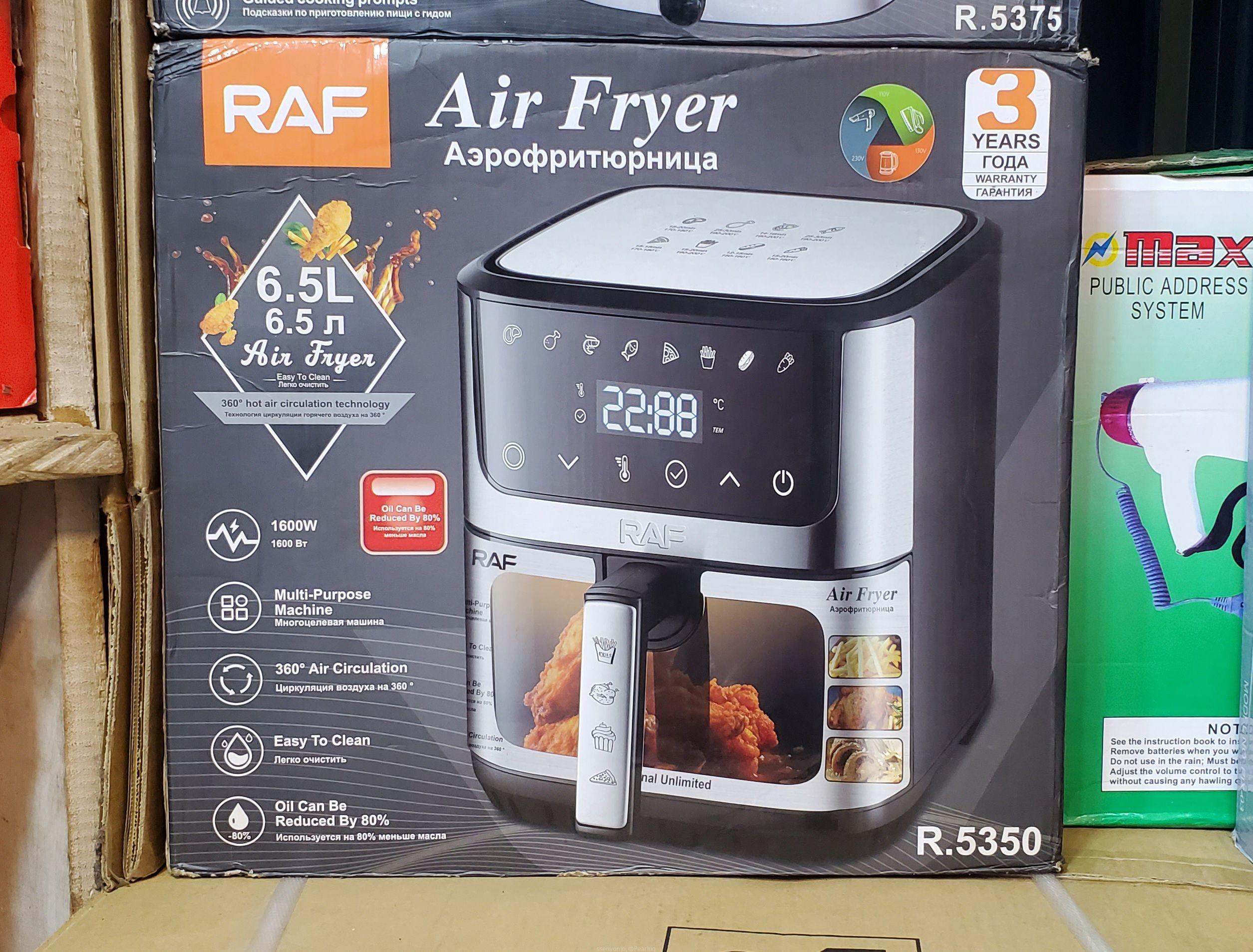 RAF 8L Digital Air Fryer – 1300W, 60min Timer, Stainless Steel, Digital Touch Control