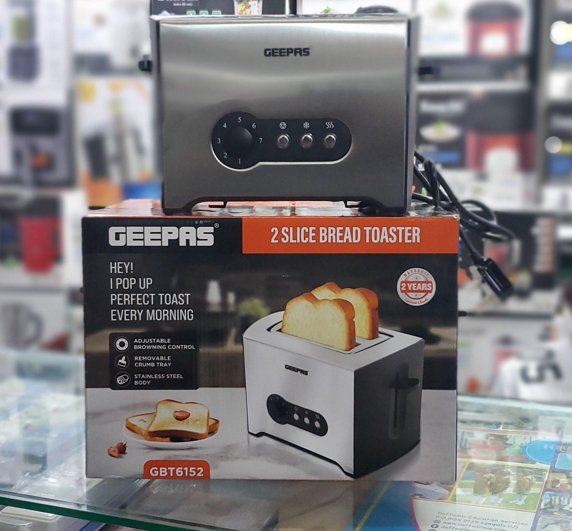 GEEPAS 2 Slice Bread Toaster GBT6152 – Adjustable Browning, Reheat, Defrost