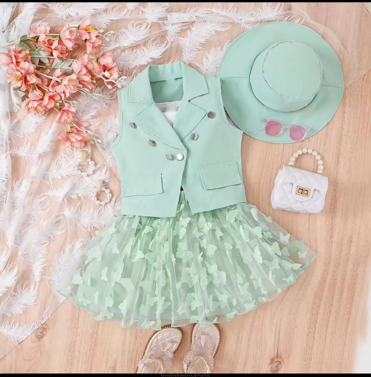 Printed Skirt 4pcs Toddler Girl Clothe
