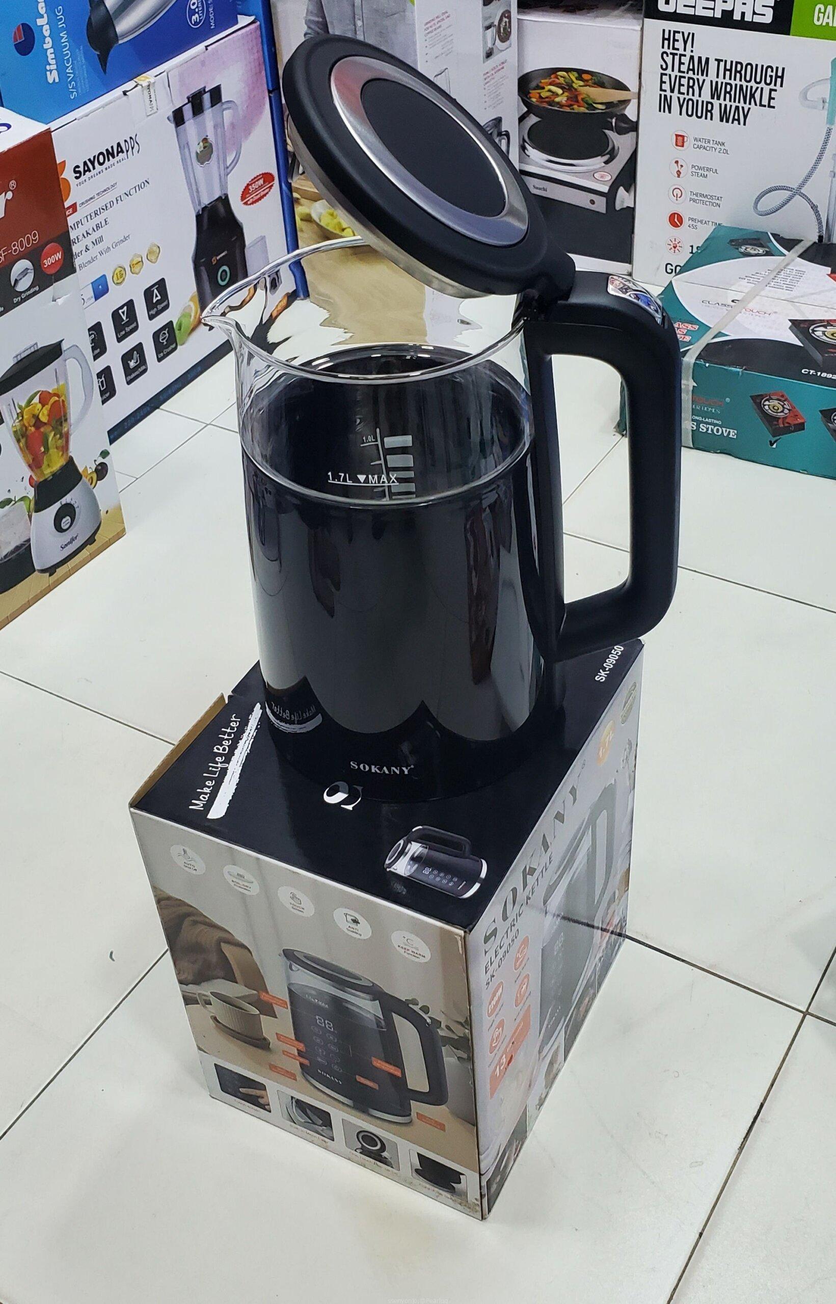 SOKANY Electric Kettle SK-09050 – 1.7L, 2200W, 3 Year Warranty, Touch Screen