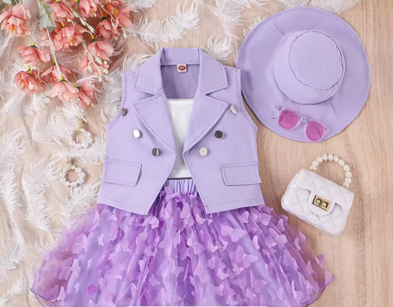 Printed Skirt 4pcs Toddler Girl Clothe