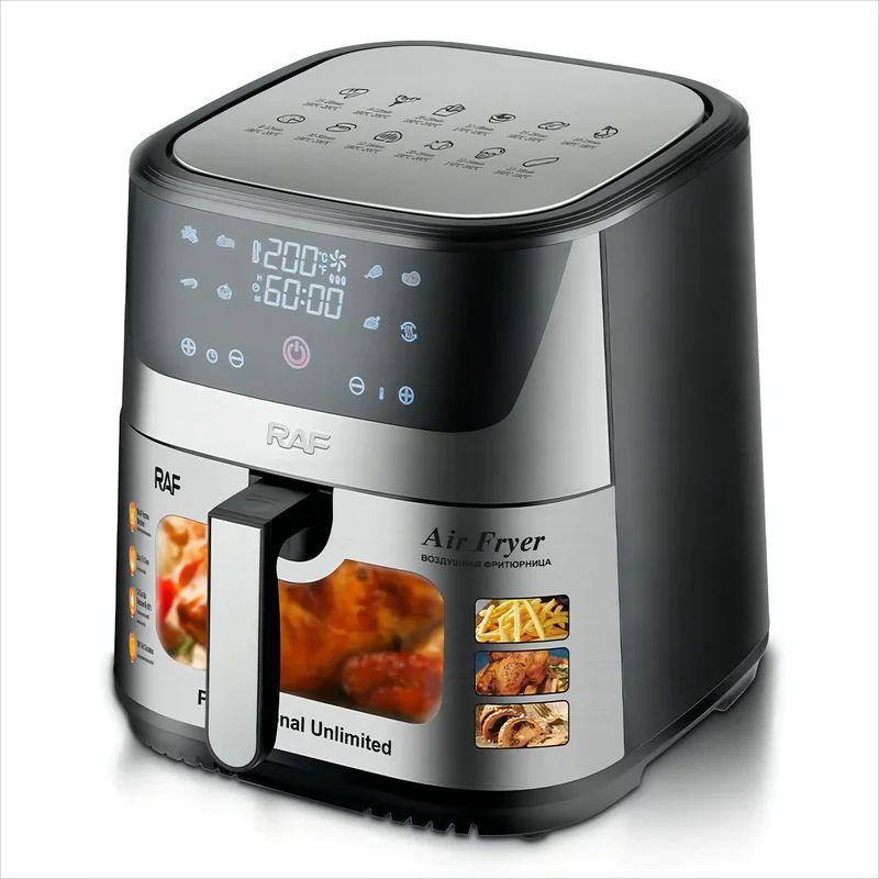 RAF 8L Digital Air Fryer – 1300W, 60min Timer, Stainless Steel, Digital Touch Control