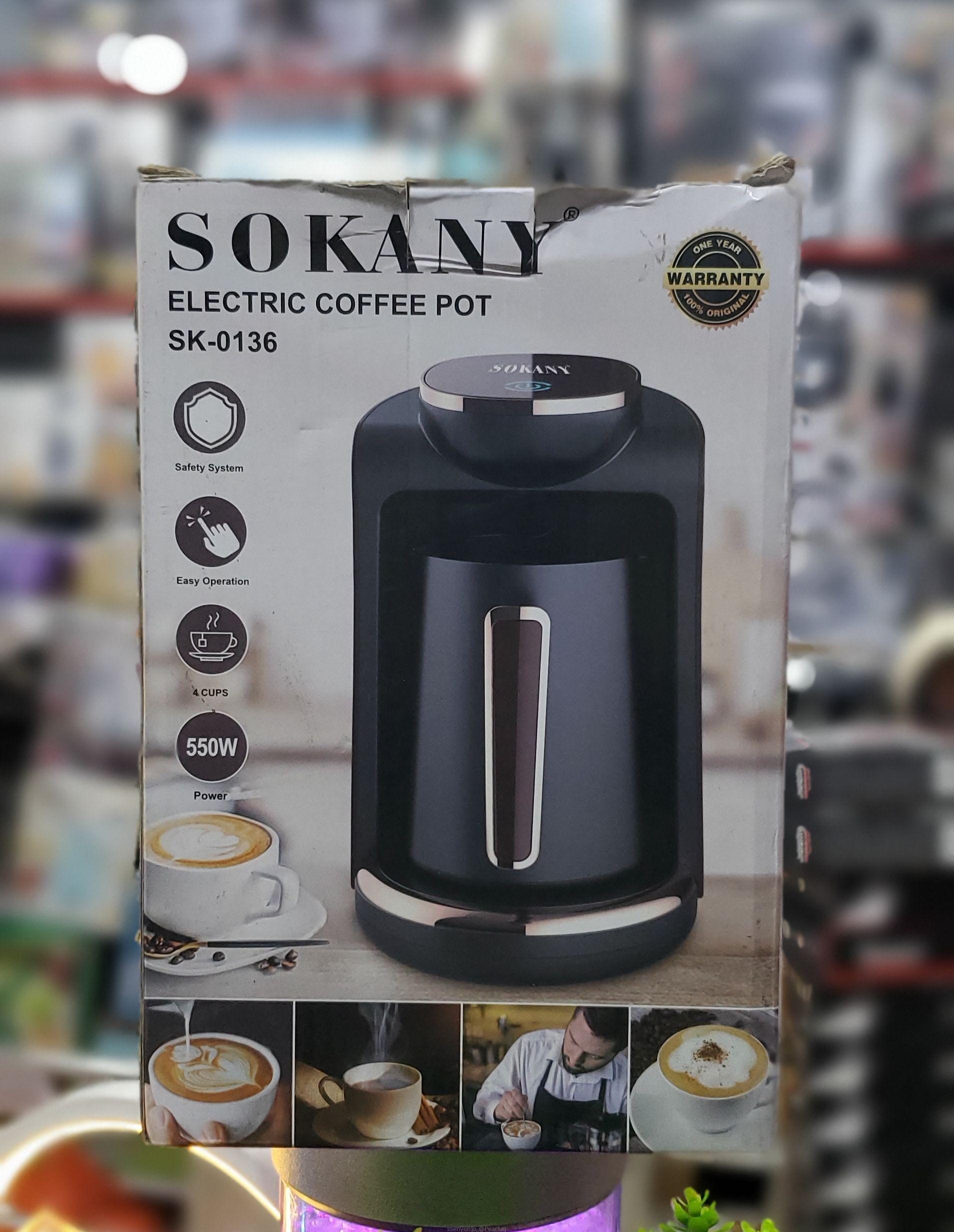 SOKANY Electric Coffee Pot SK-0136 – 4 Cups, 550W, Safety System, Easy Operation