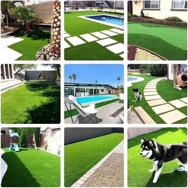 Artificial turf grass carpets.