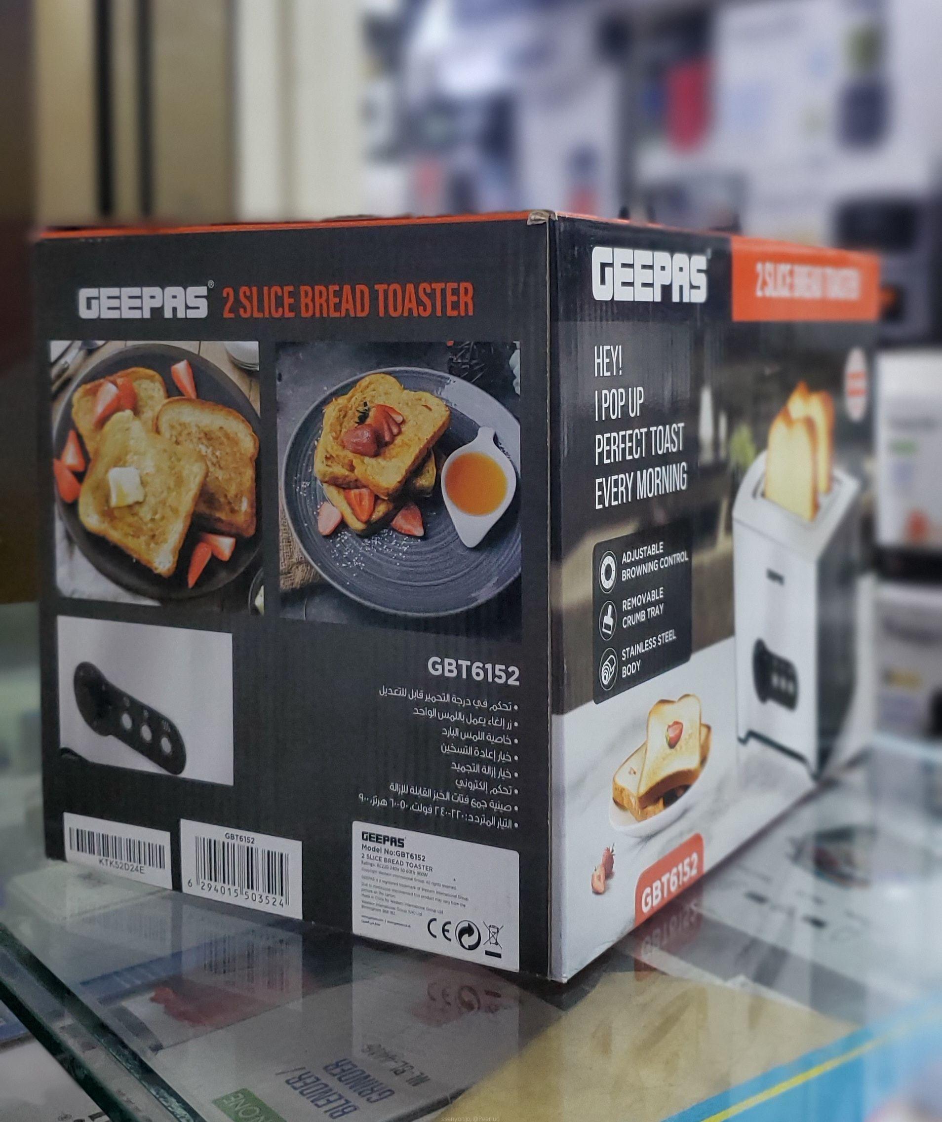 GEEPAS 2 Slice Bread Toaster GBT6152 – Adjustable Browning, Reheat, Defrost