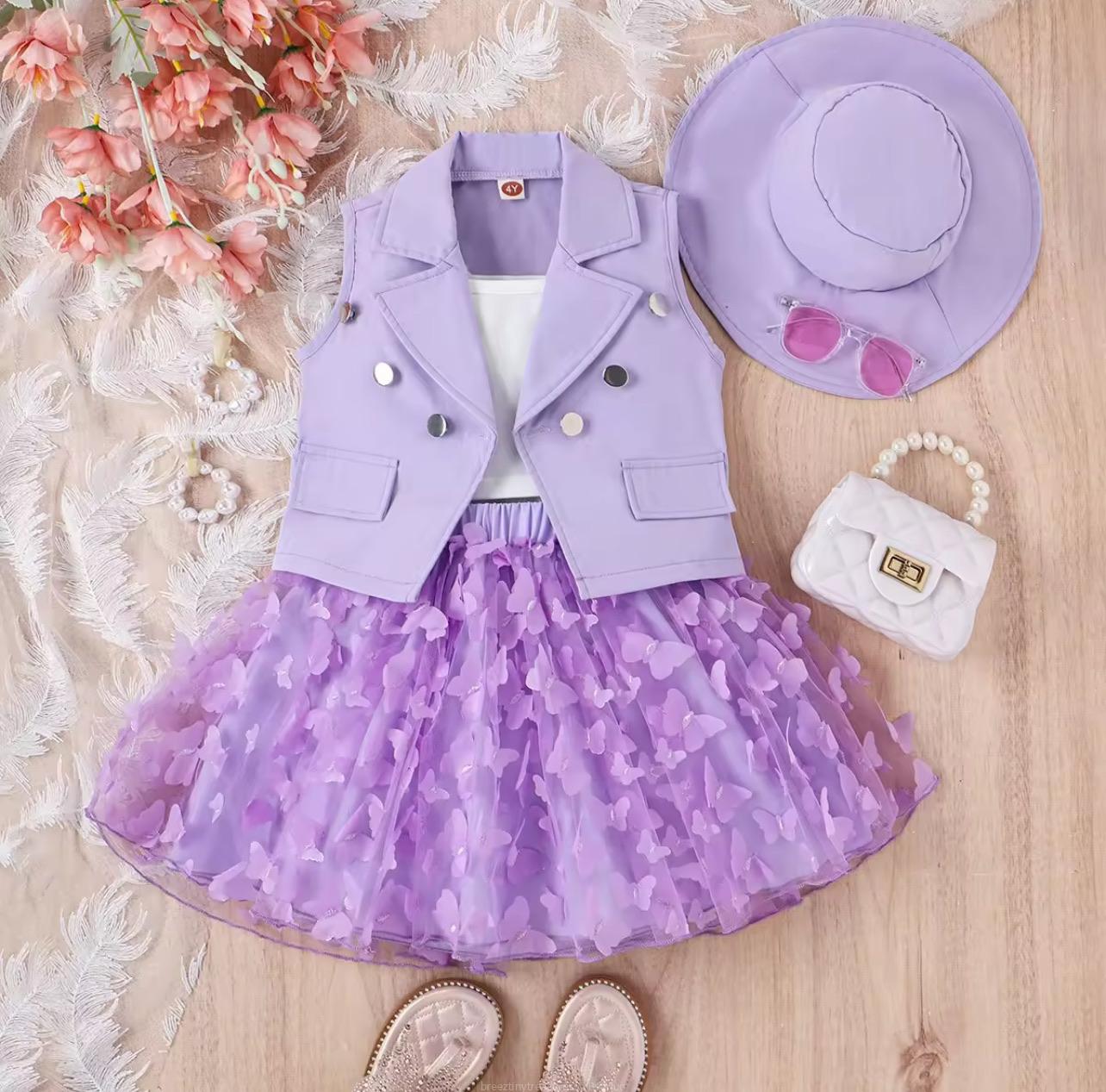 Printed Skirt 4pcs Toddler Girl Clothe