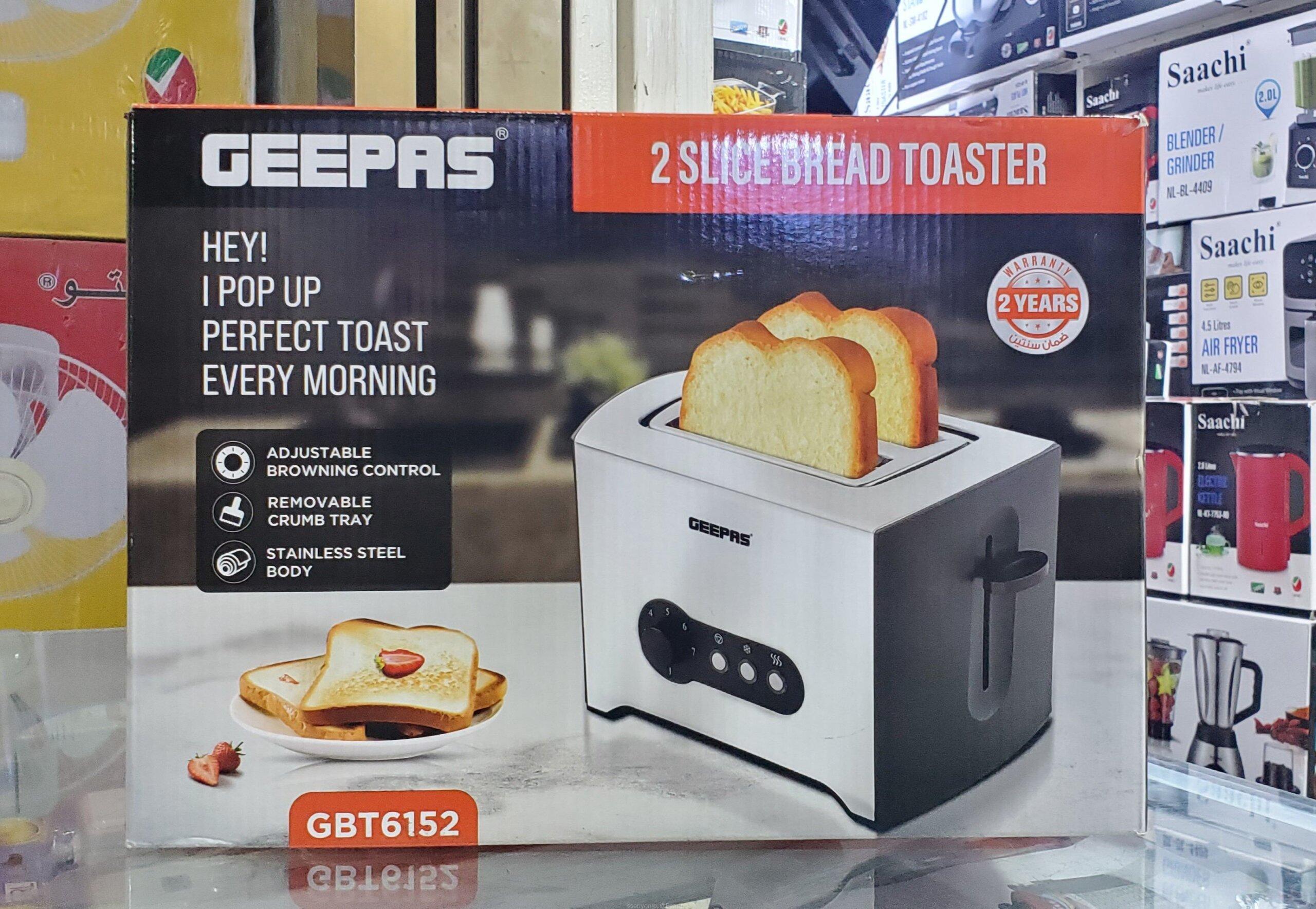 GEEPAS 2 Slice Bread Toaster GBT6152 – Adjustable Browning, Reheat, Defrost