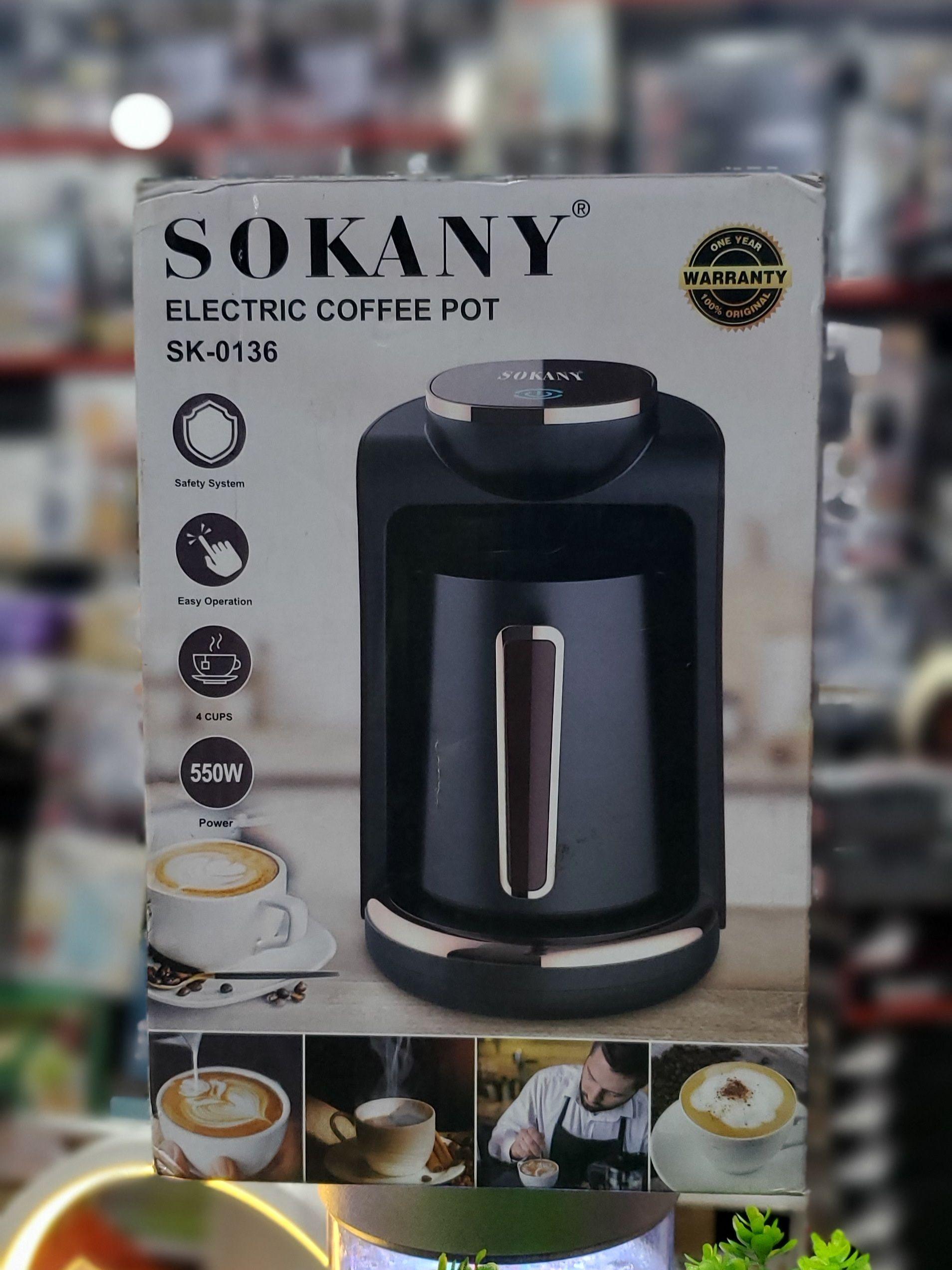 SOKANY Electric Coffee Pot SK-0136 – 4 Cups, 550W, Safety System, Easy Operation