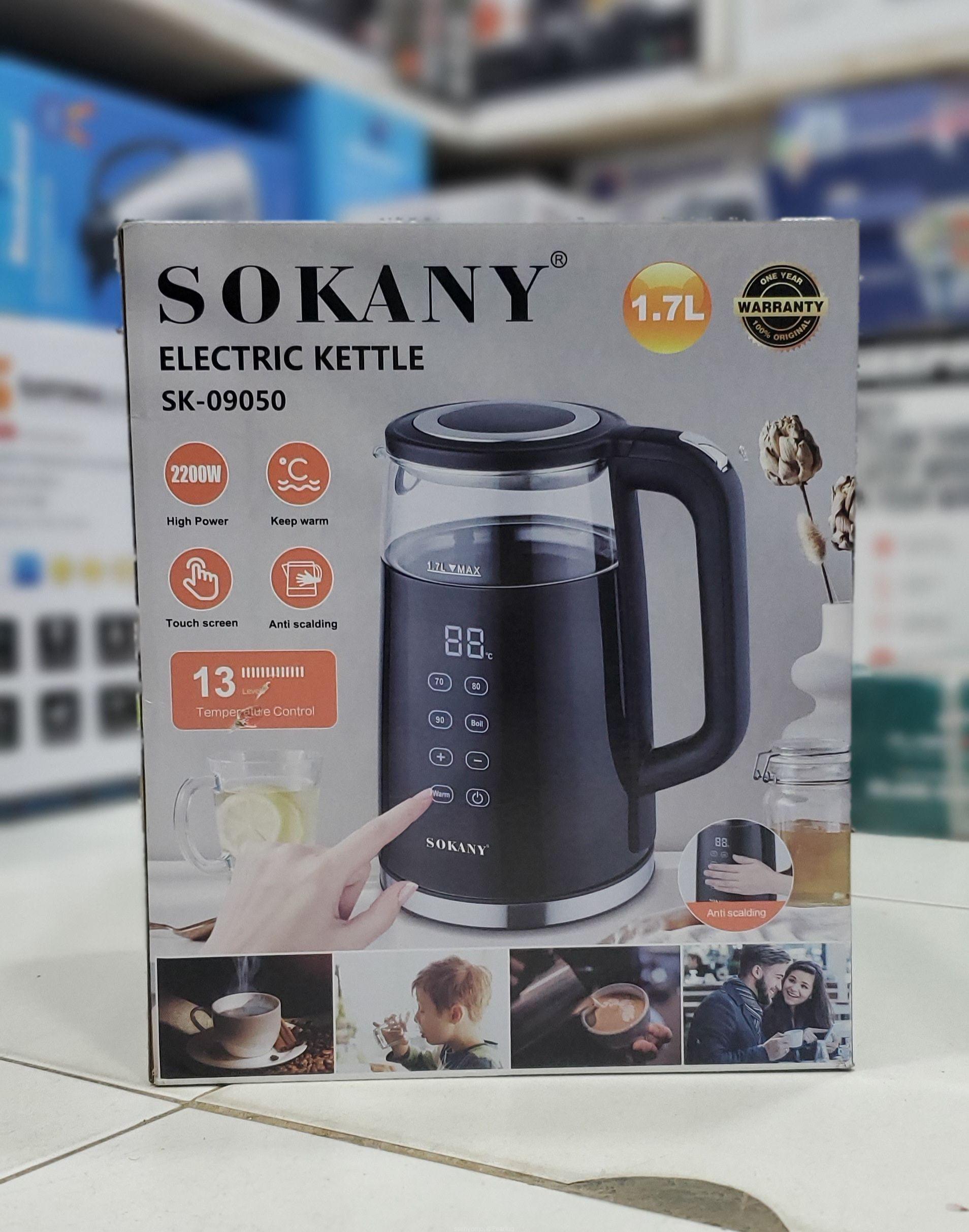 SOKANY Electric Kettle SK-09050 – 1.7L, 2200W, 3 Year Warranty, Touch Screen