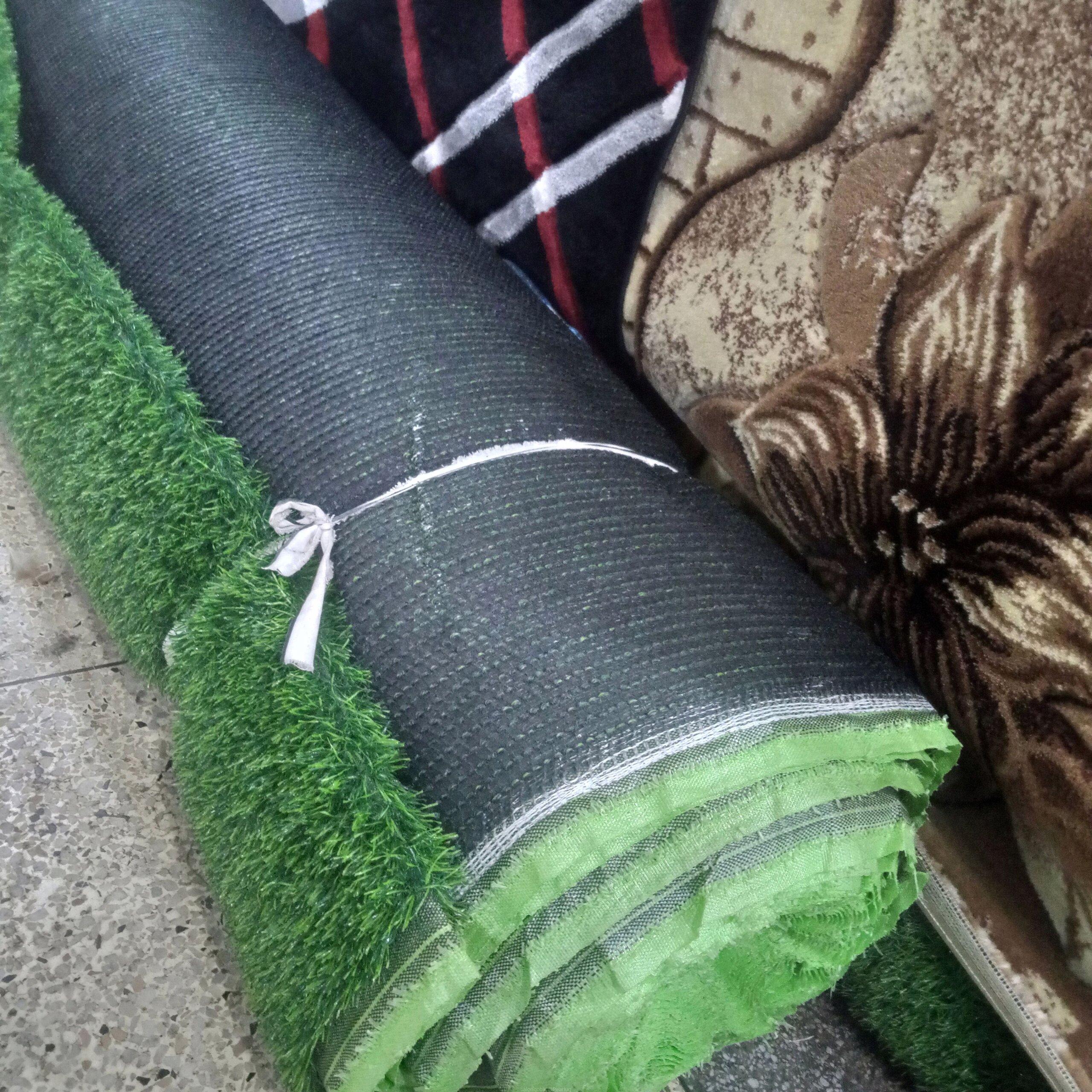Artificial turf grass carpets.