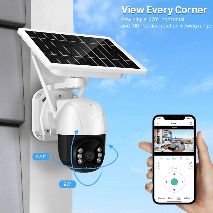 Solar Camera 1080P 4MP Wireless PTZ Solar 4G SIM card Camera Colour Night Vision IP66 Waterproof Outdoor Solar 4G camera