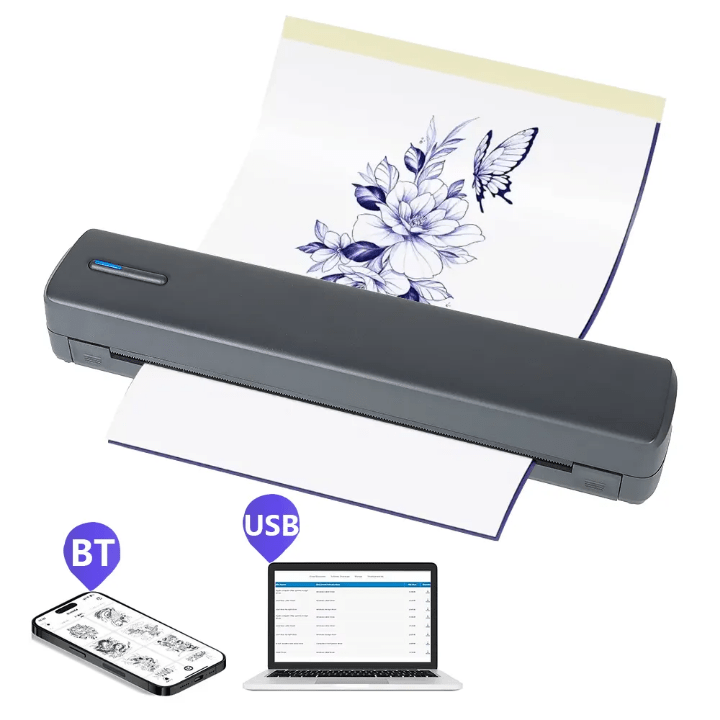 Portable Tattoo Printer Tattoo Transfer Thermal Copier Machine Compatible with iOS and android Portable A4 printer Mini