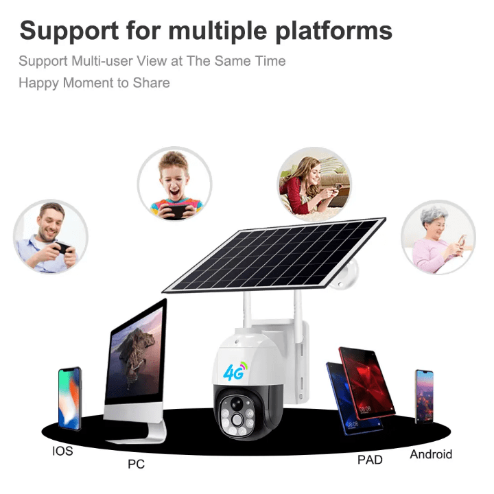 Solar Camera 1080P 4MP Wireless PTZ Solar 4G SIM card Camera Colour Night Vision IP66 Waterproof Outdoor Solar 4G camera