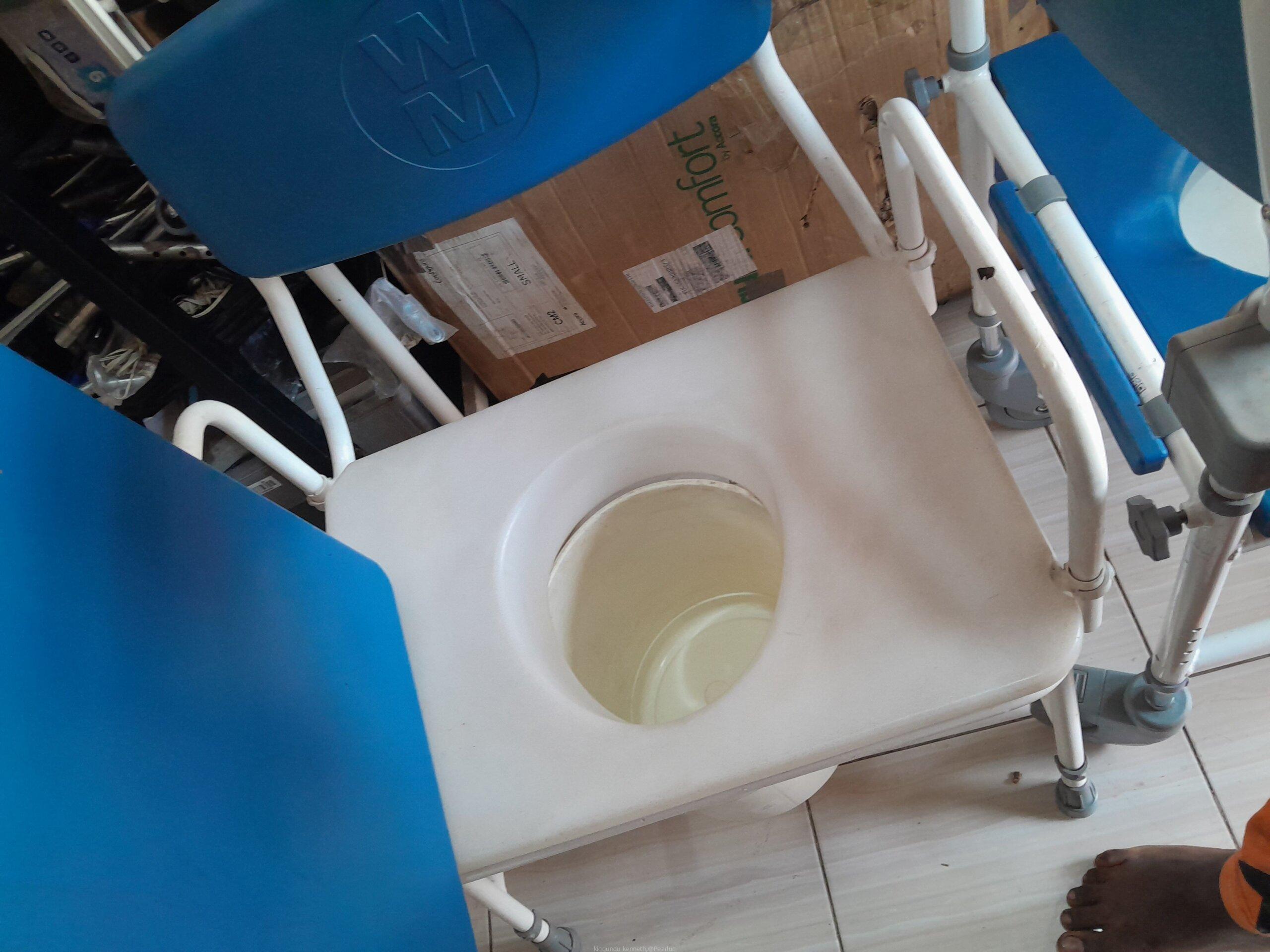 A commode pot (wheelchair)