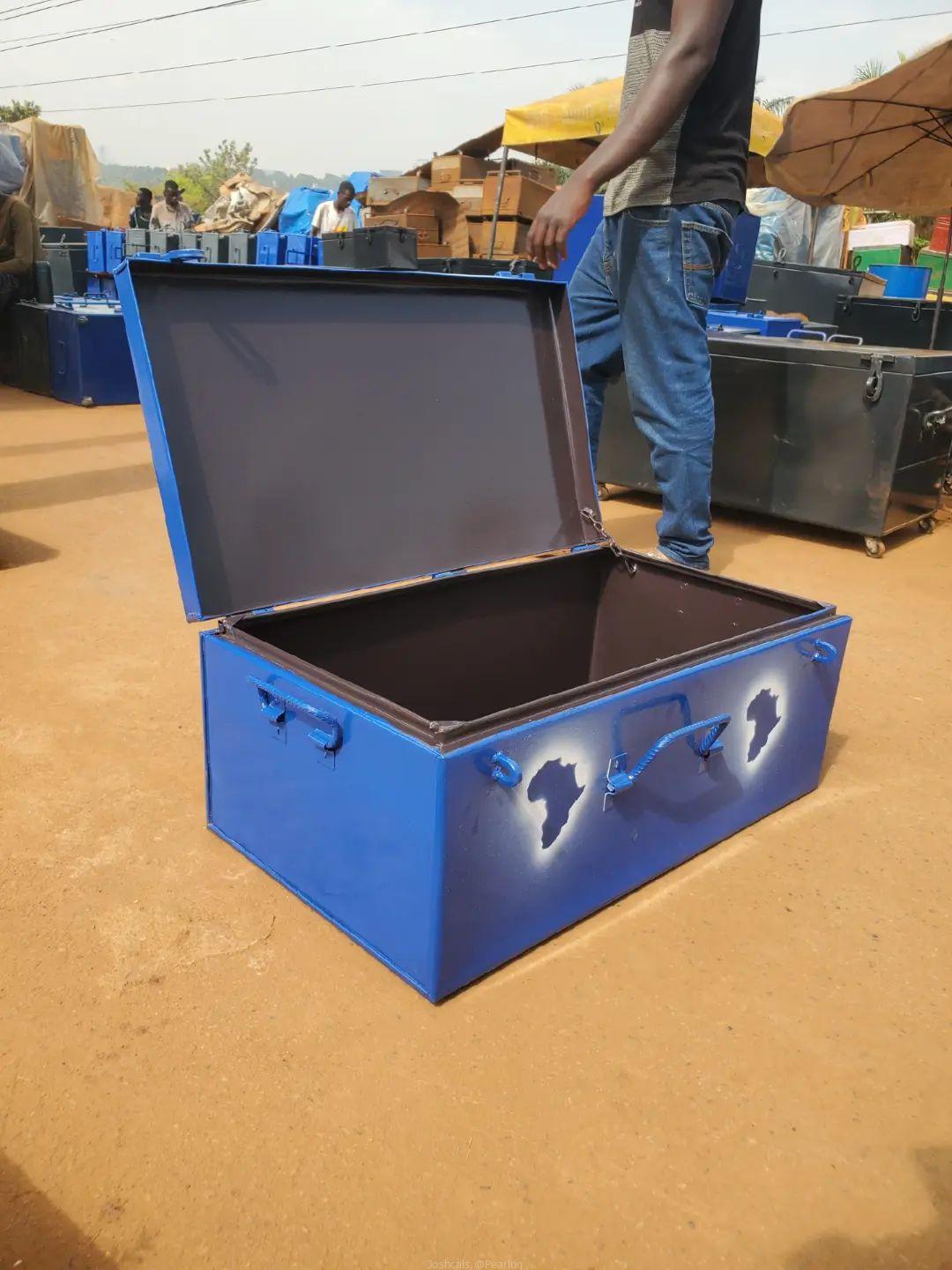 Metallic suitcase