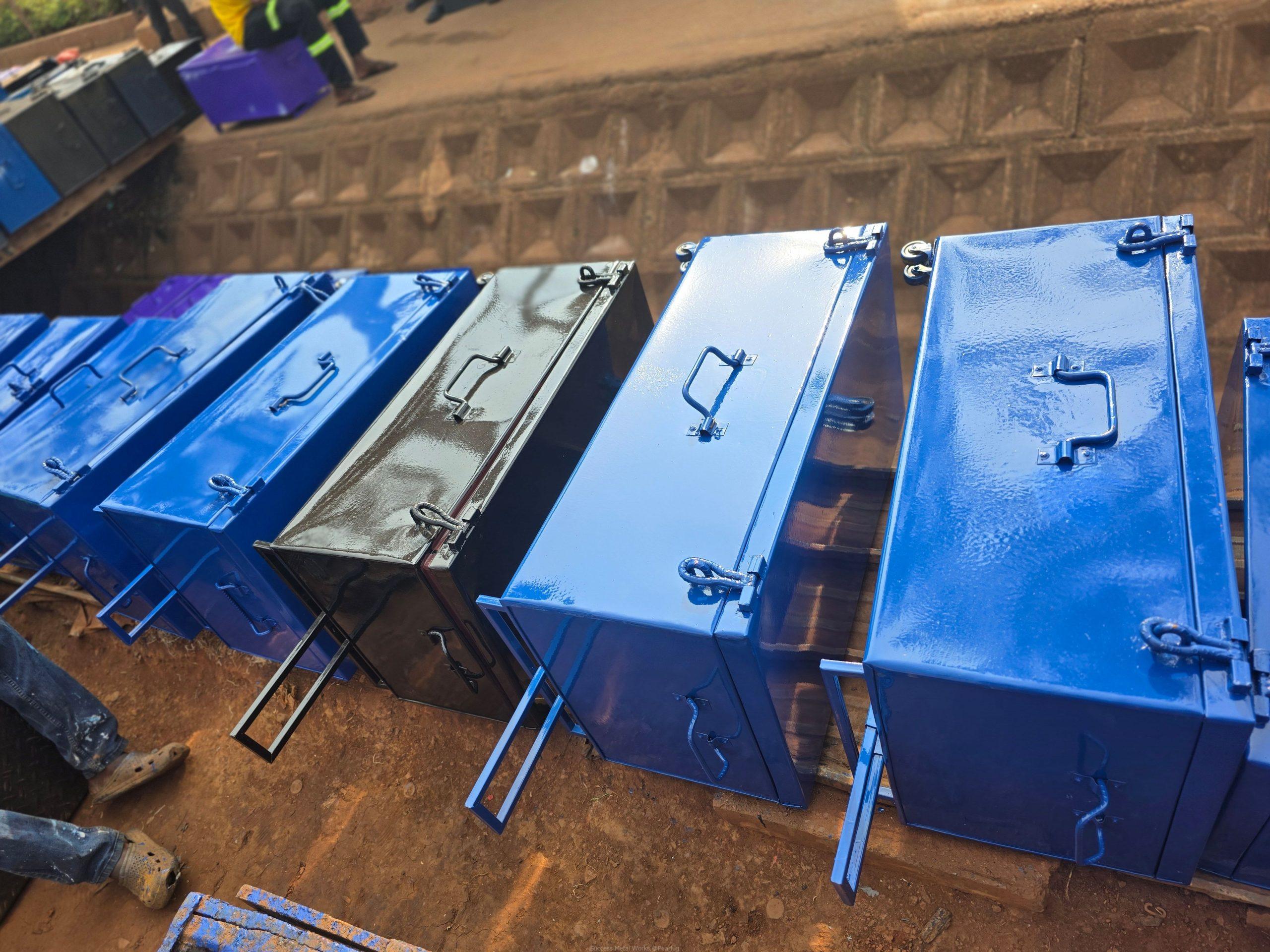 Large Metallic school suitcases