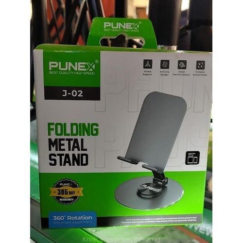 PUNEX J-02 Folding Metal Desktop Stand – 360° Rotating Heavy Duty Smartphone &