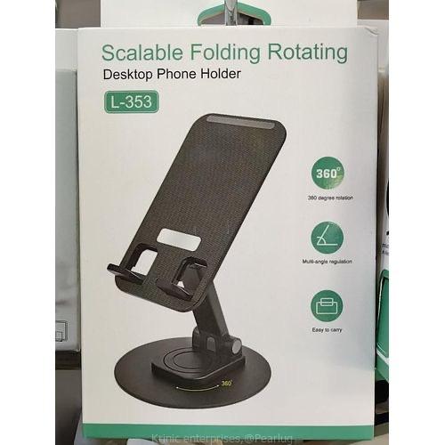L-353 Scalable Folding Rotating Desktop Phone Holder – 360° Swivel Adjustable Tablet & Smartphone Stand