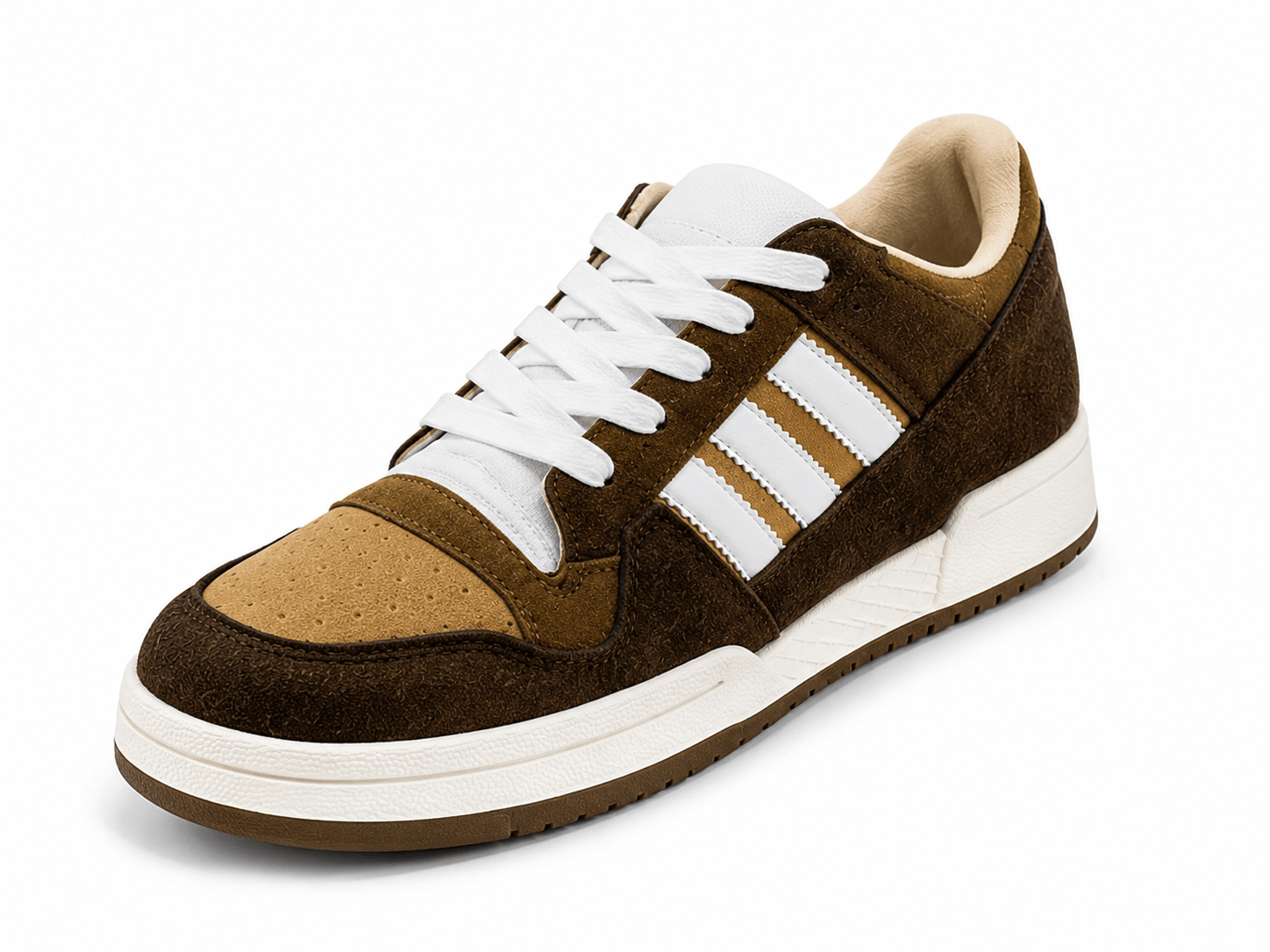 Men’s Casual Low-Top Lace-Up Sneakers – Brown/Khaki