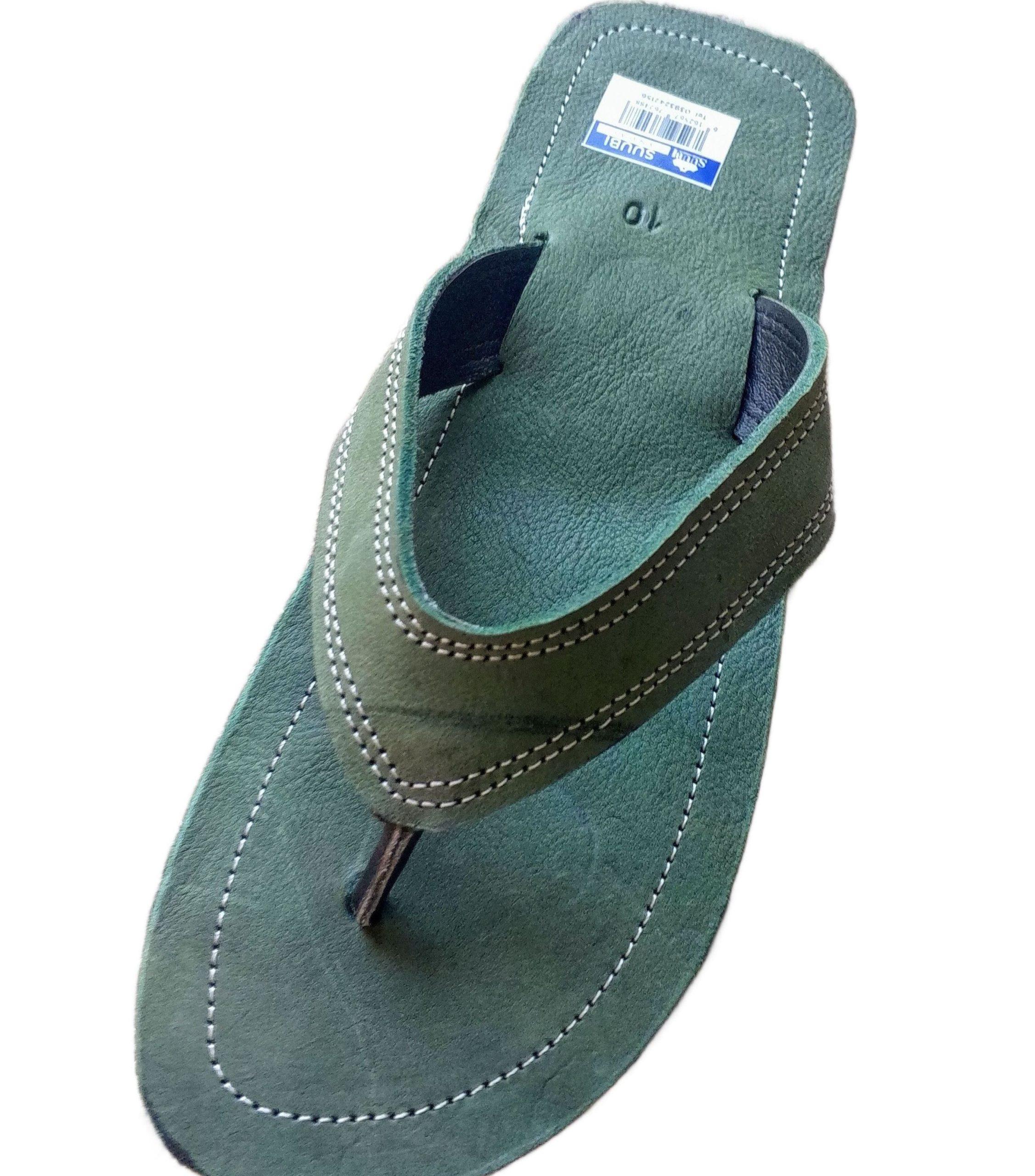 Men leather handmade sandal green