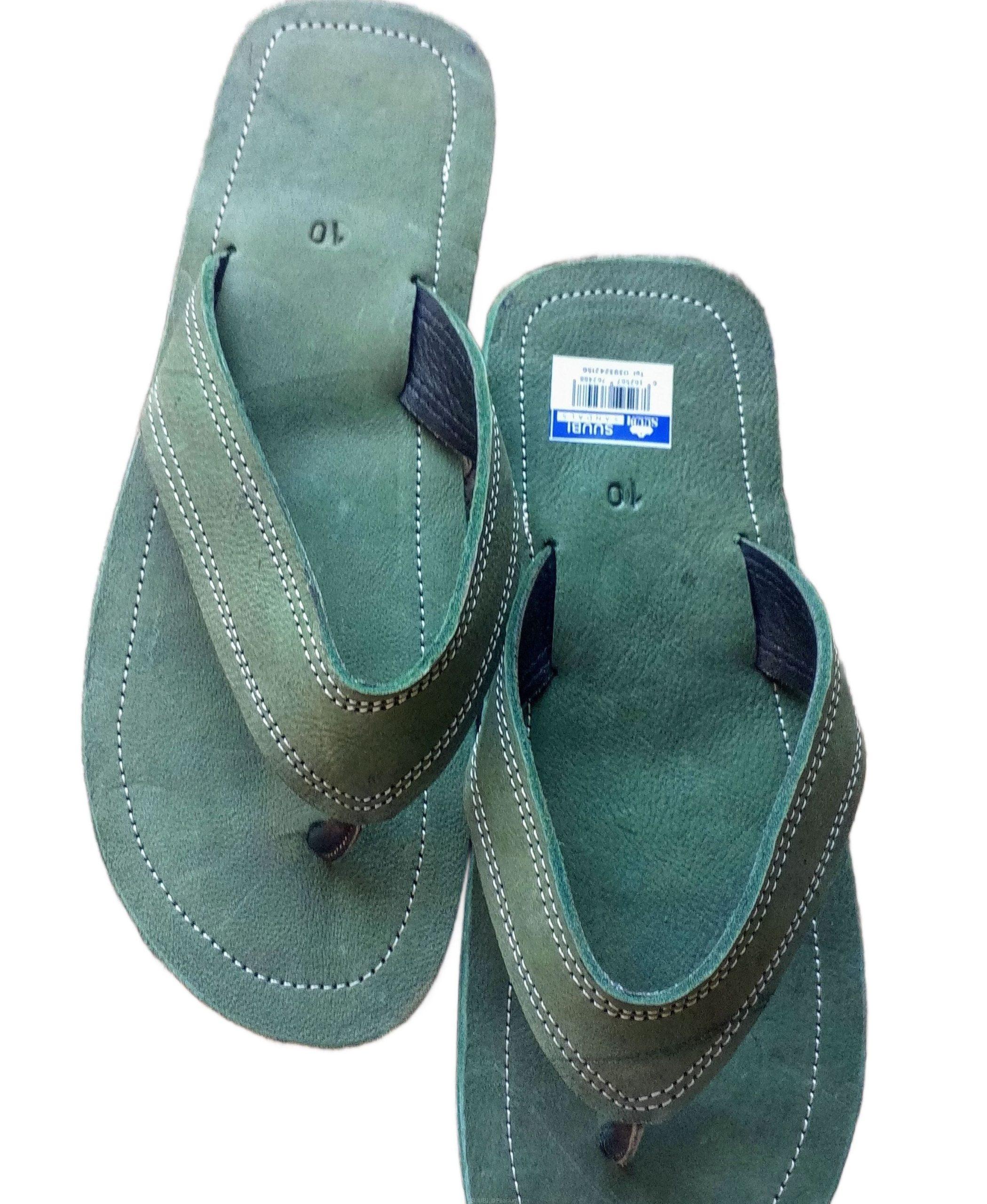 Men leather handmade sandal green