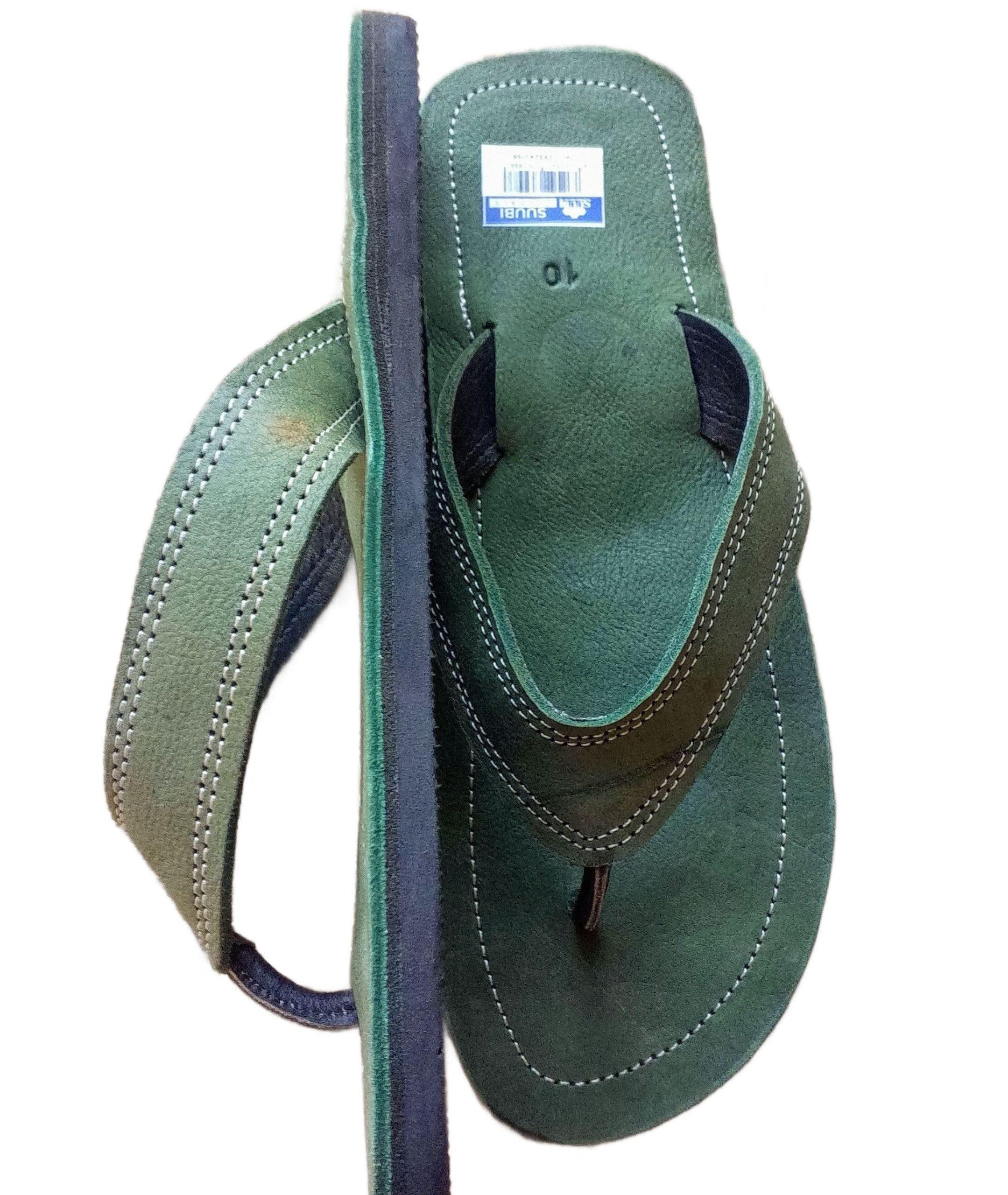 Men leather handmade sandal green